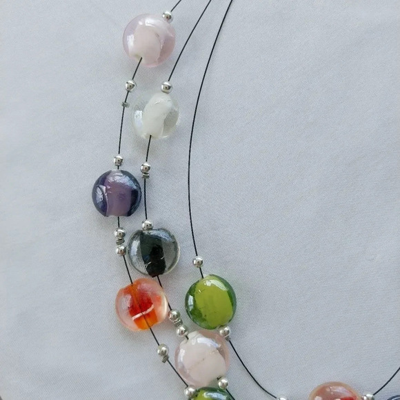 Colourful Beaded Necklace, Glass  Beads - Picture 4 of 5